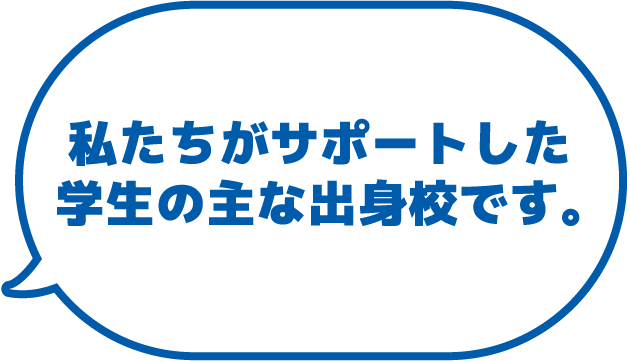 私たちがサポートした学生の主な出身校です。